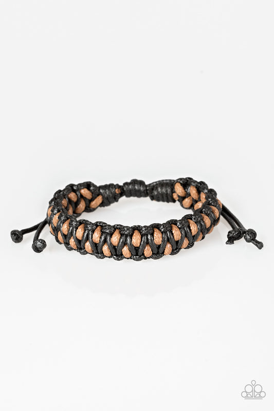 Paparazzi KNOT Again! - Black Brown Urban Bracelet