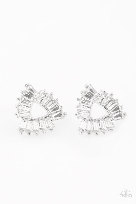 Paparazzi Renegade Shimmer - White Earrings