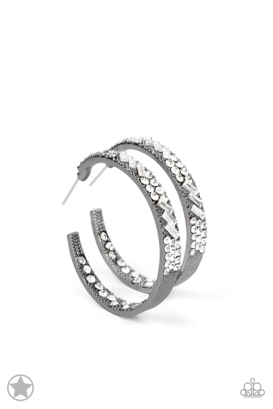 Paparazzi GLITZY By Association - Black Hoop Earrings