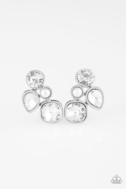 Paparazzi Super Superstar - White Earrings