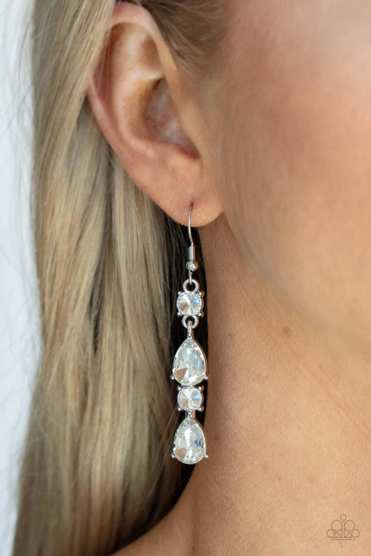 Raise Your Glass to Glamorous - White Earrings