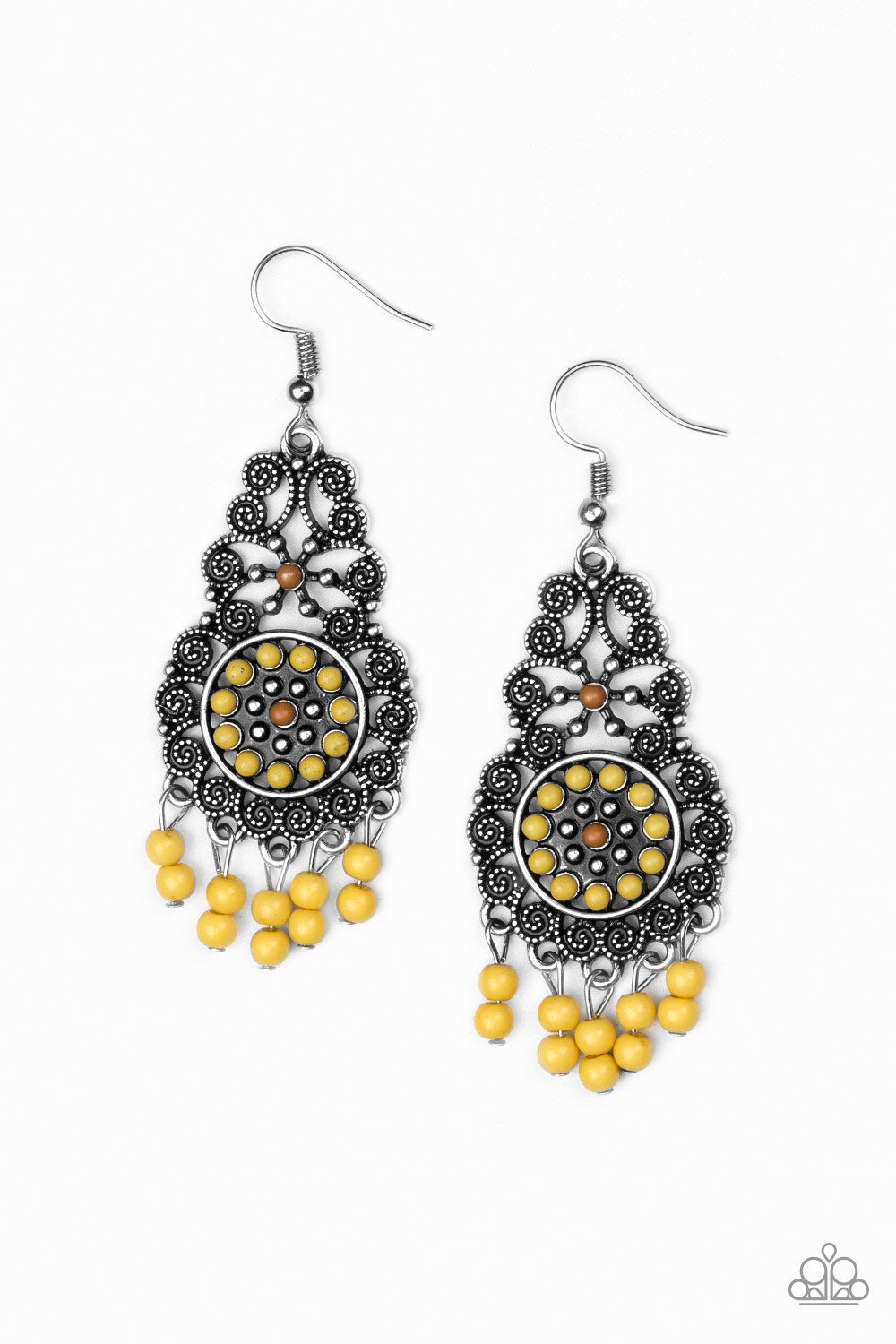 Paparazzi Courageously Congo - Yellow Earrings