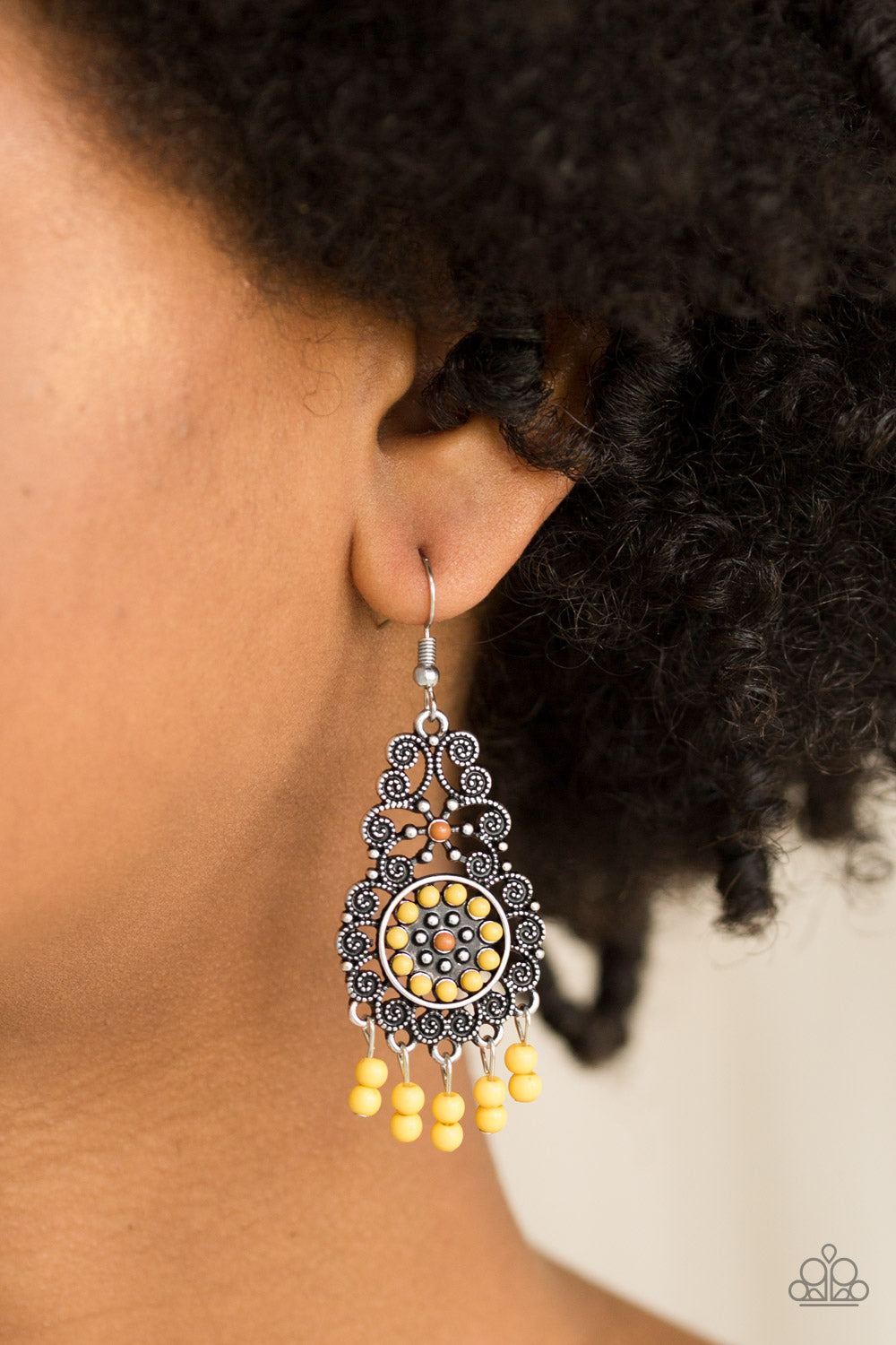 Paparazzi Courageously Congo - Yellow Earrings