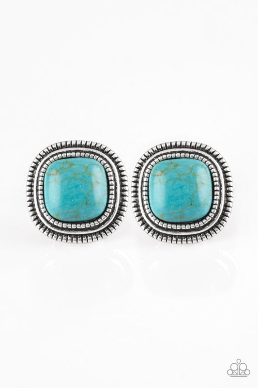 Paparazzi FRONTIER-Runner - Blue Earrings