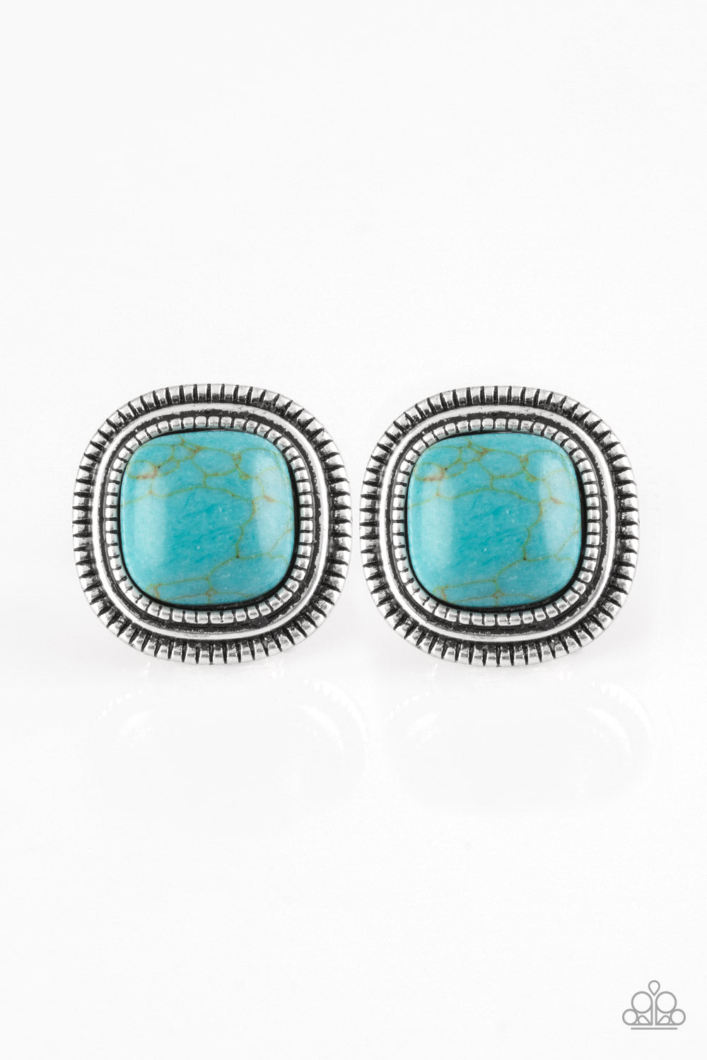 Paparazzi FRONTIER-Runner - Blue Earrings