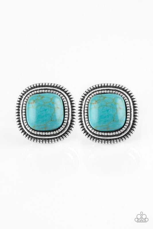 Paparazzi FRONTIER-Runner - Blue Earrings