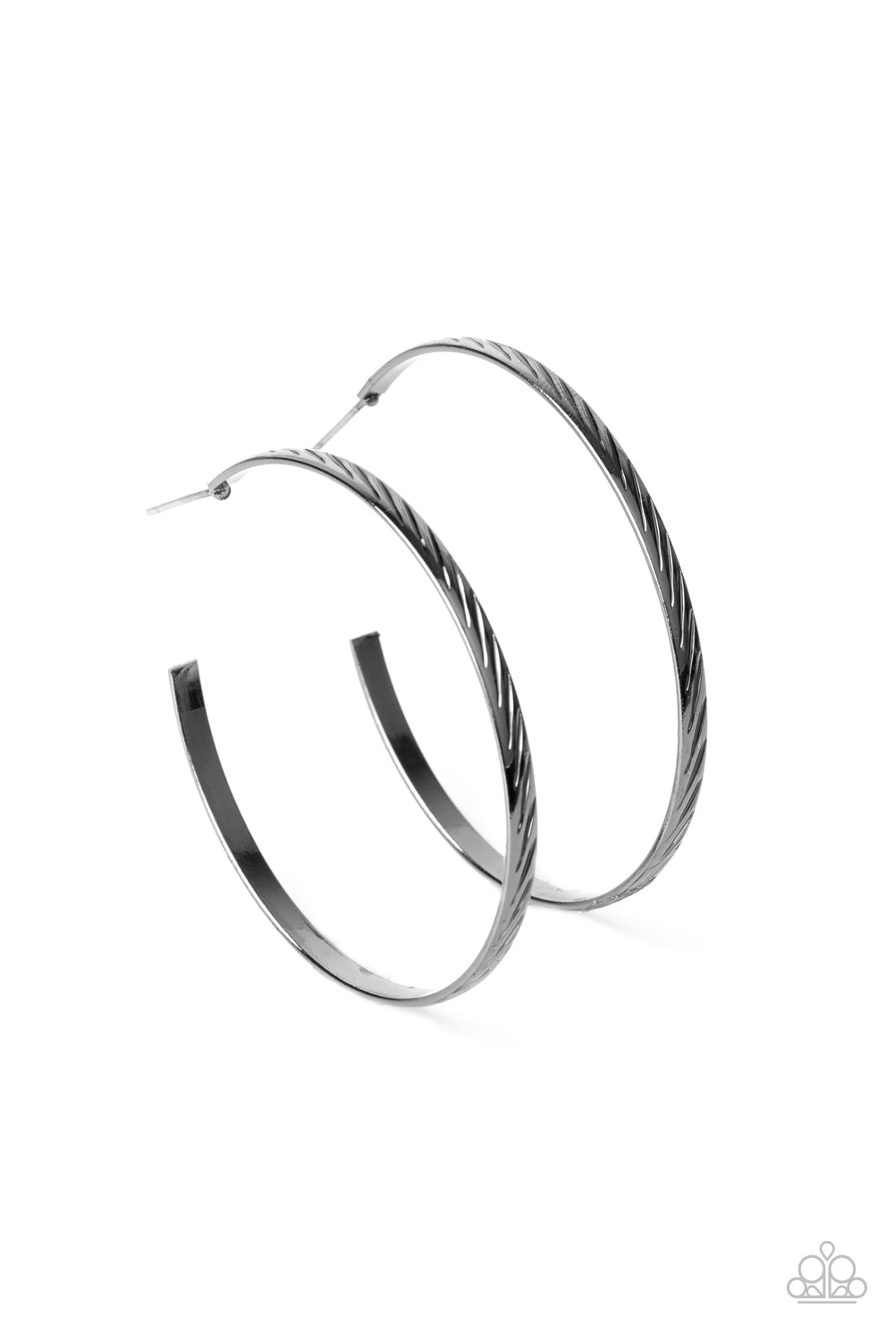 Paparazzi Power Curves Black Hoop Earrings | CarasShop