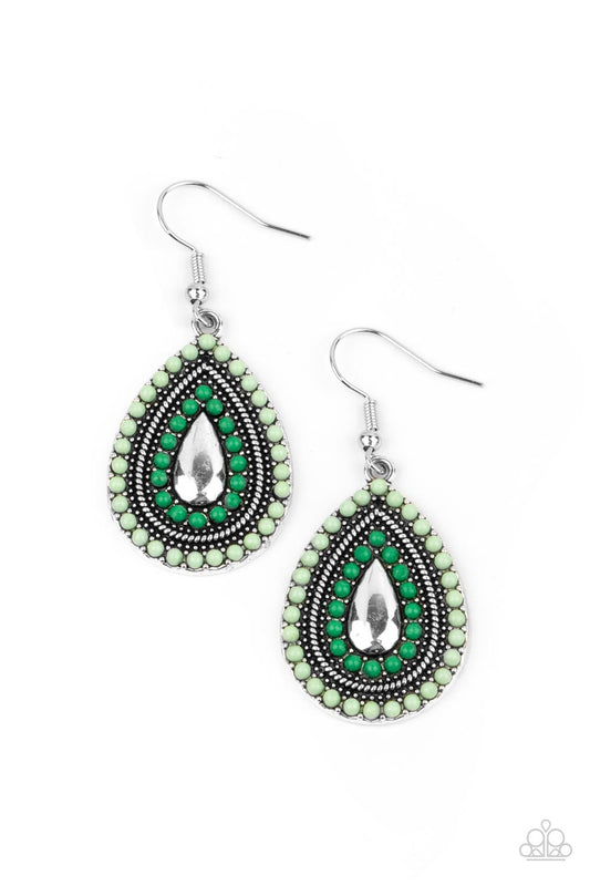 Paparazzi Beaded Bonanza - Green Earrings