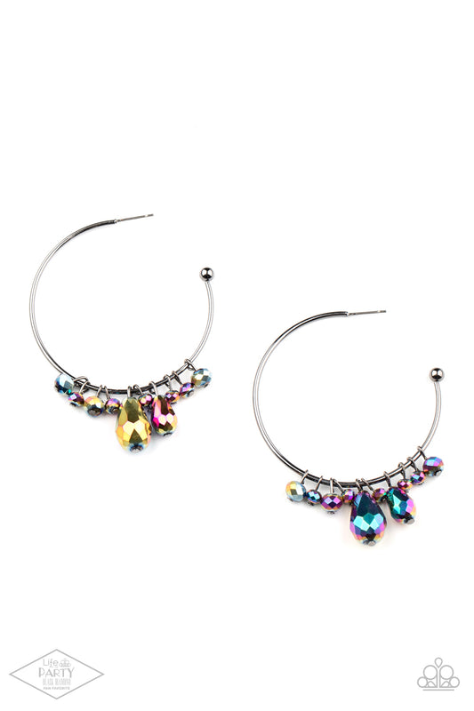 Paparazzi Dazzling Downpour - Multi Oil Spill Hoop Earrings