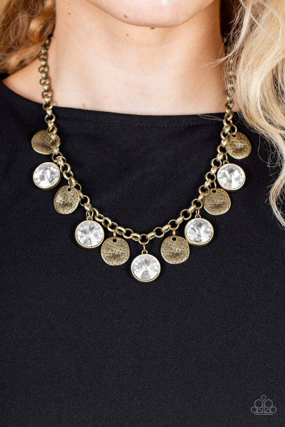 Paparazzi Spot On Sparkle - Brass Necklace