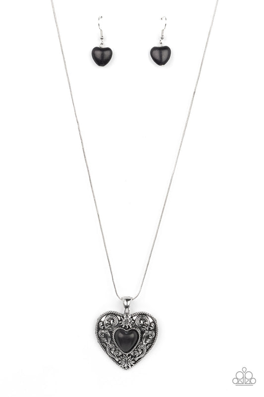 Paparazzi Wholeheartedly Whimsical - Black Heart Necklace