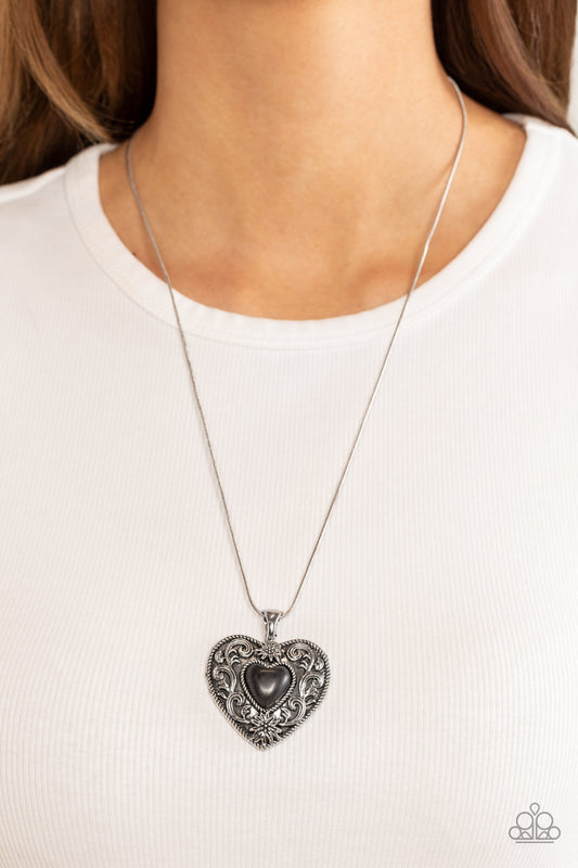 Paparazzi Wholeheartedly Whimsical - Black Heart Necklace