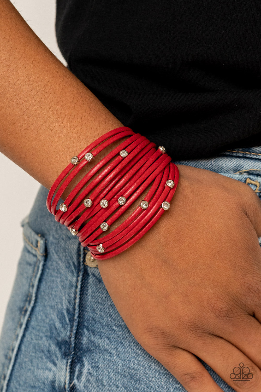 Paparazzi Fearlessly Layered - Red Magnetic Bracelet