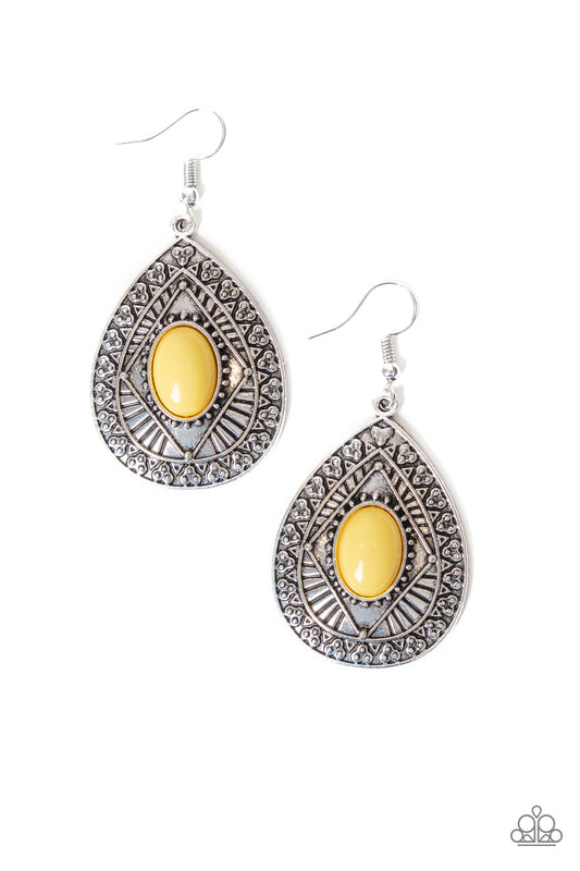 Paparazzi Tropical Topography - Yellow Earrings