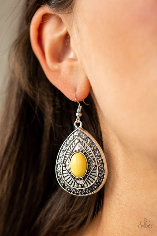 Paparazzi Tropical Topography - Yellow Earrings