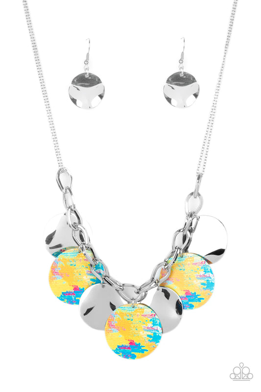 Paparazzi Tie Dye Drama - Yellow Multi Necklace