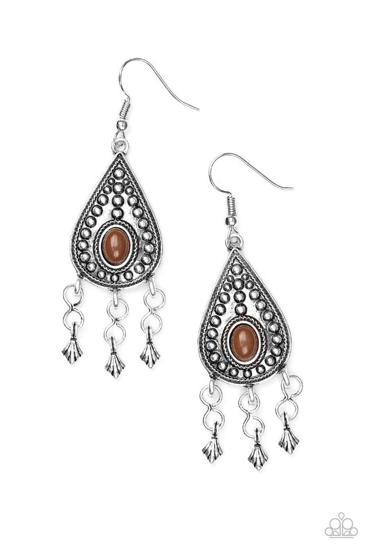 Paparazzi Sahara Song - Brown Earrings