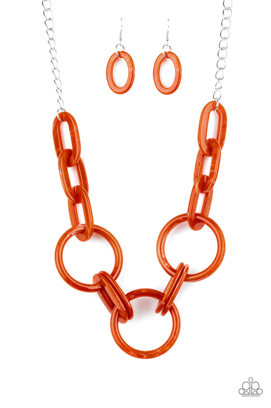 Paparazzi Turn Up The Heat - Orange Necklace