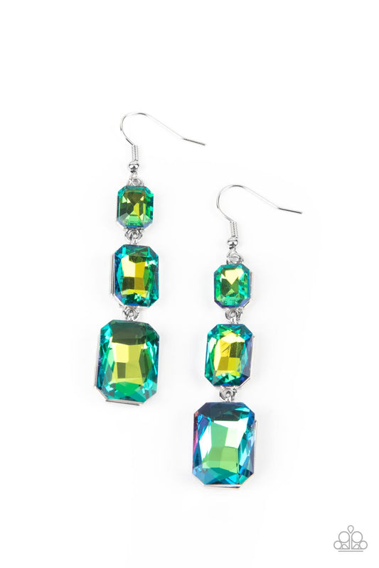 Paparazzi Cosmic Red Carpet - Green Oil Spill Earrings