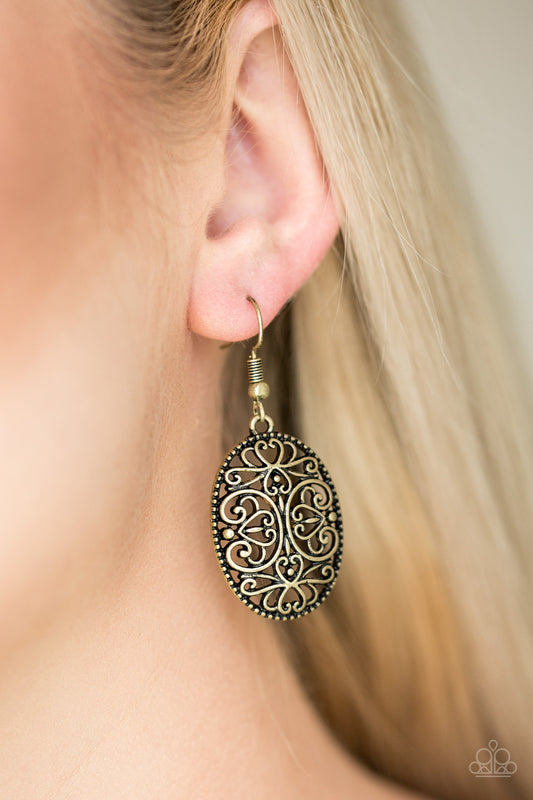 Paparazzi Wistful Whimsical - Brass Earrings