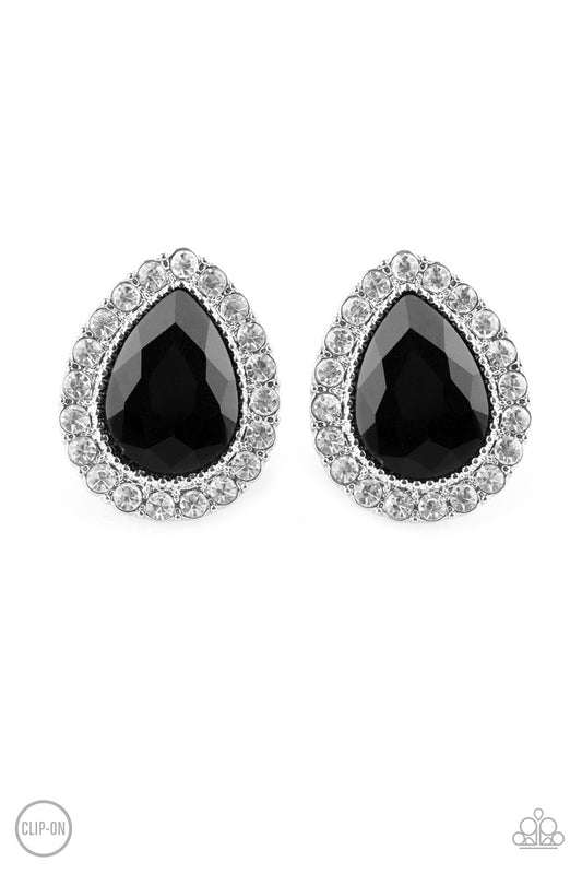 Paparazzi All HAUTE And Bothered - Black Clip On Earrings