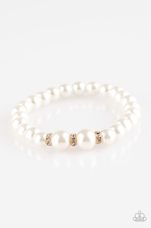 Paparazzi Radiantly Royal - Gold White Bracelet