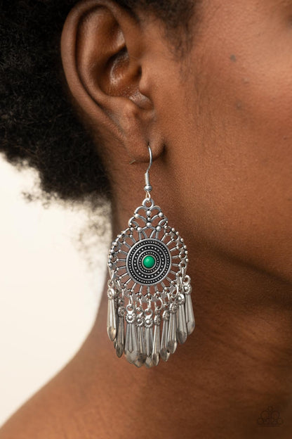 Paparazzi Dream A Little DREAMCATCHER - Green Earrings