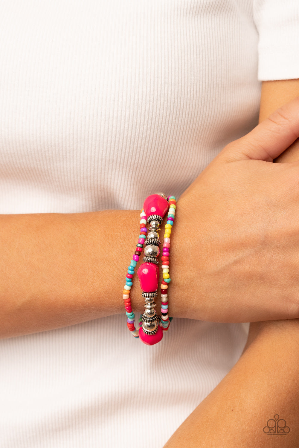 Paparazzi Confidentially Crafty - Pink Multi Bracelet