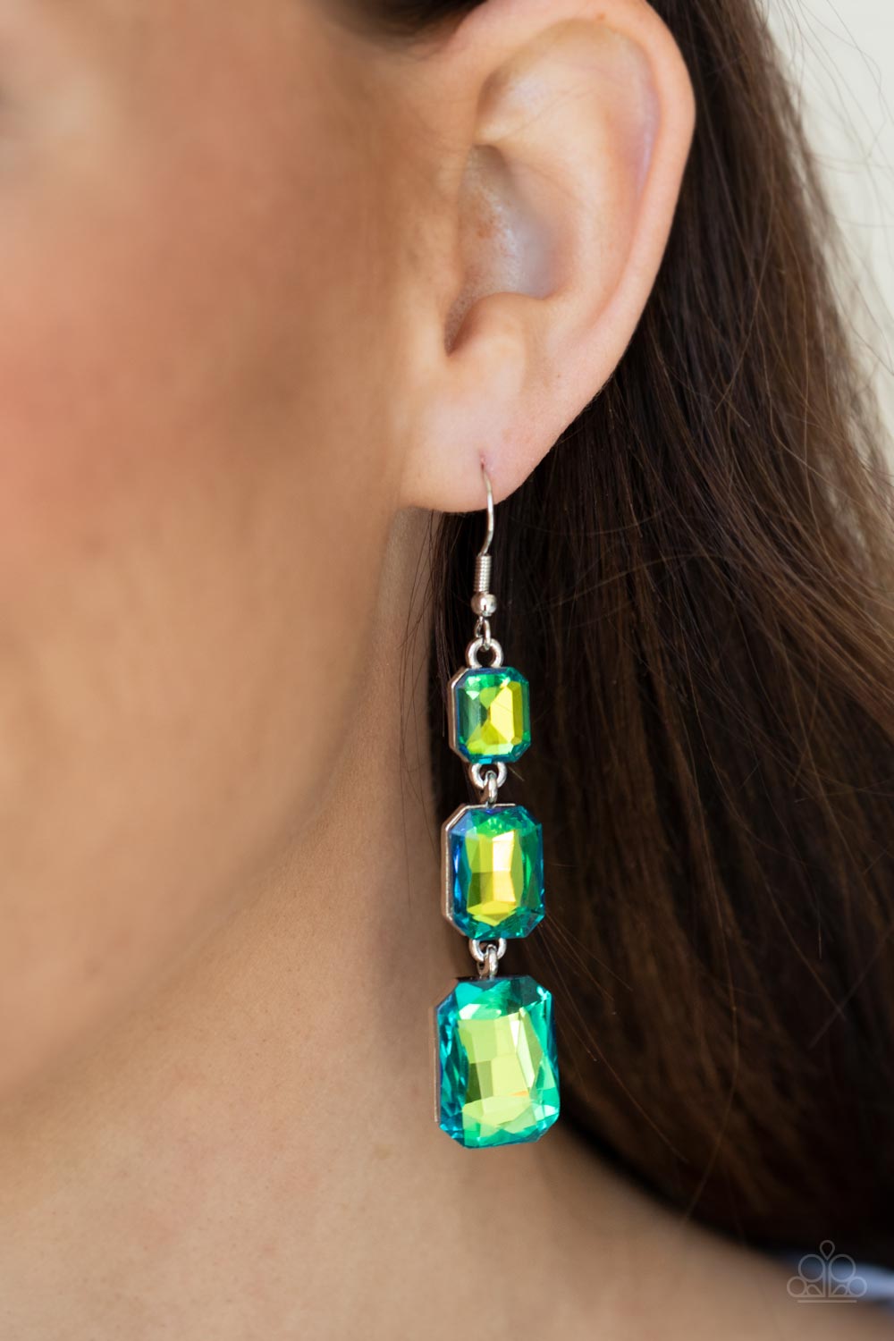 Paparazzi Cosmic Red Carpet - Green Oil Spill Earrings