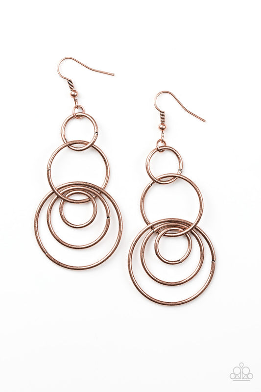 Paparazzi Chic Circles - Copper Earrings