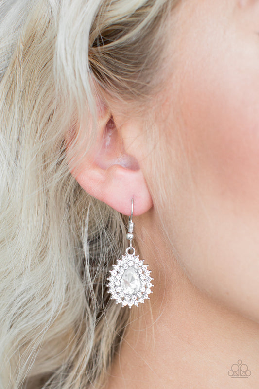 Paparazzi Star-Crossed Starlet - White Earrings