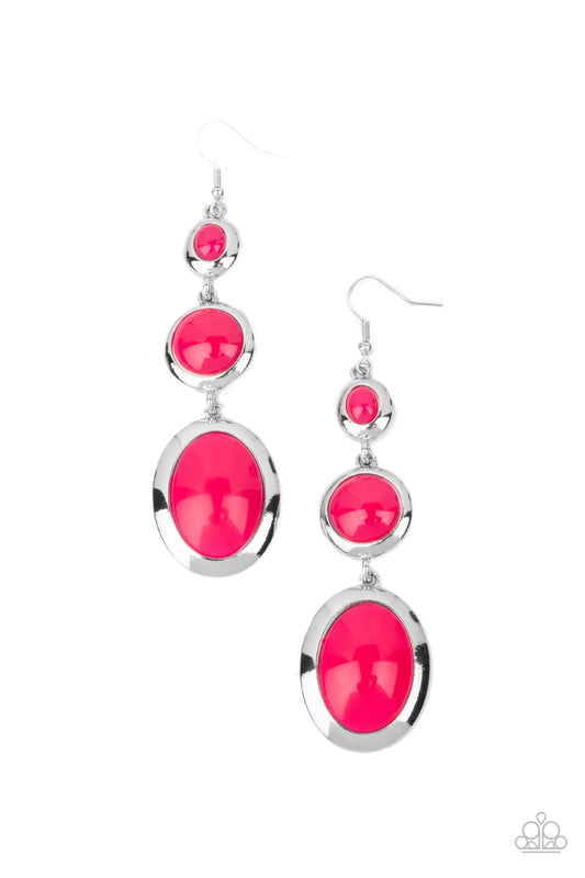 Paparazzi Retro Reality - Pink Earrings