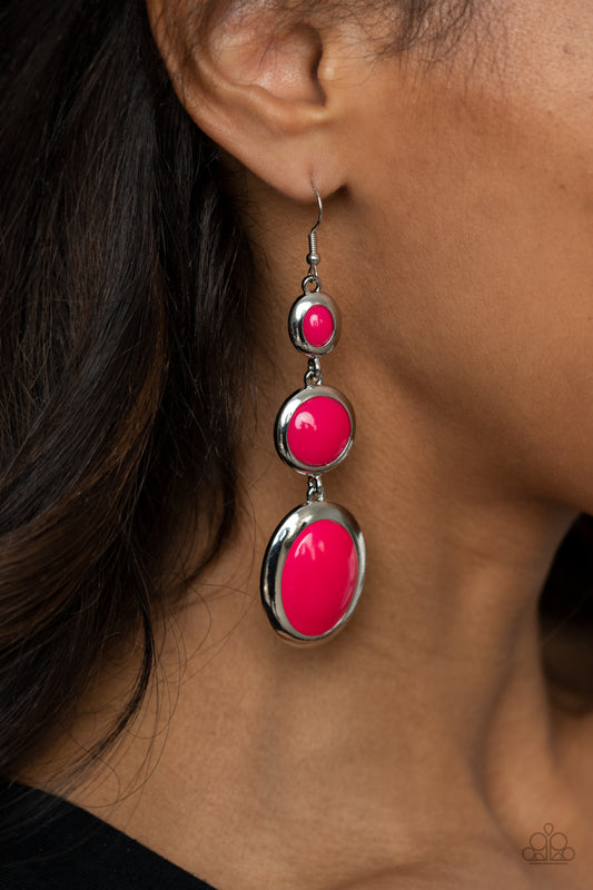 Paparazzi Retro Reality - Pink Earrings