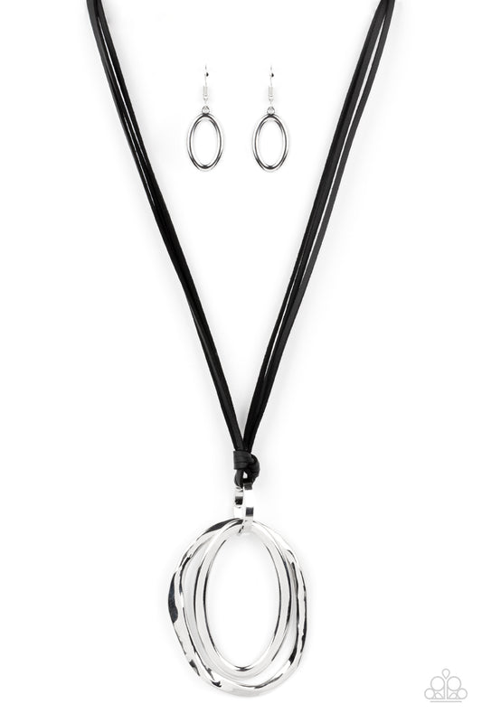 Paparazzi Long OVAL-due - Black Necklace