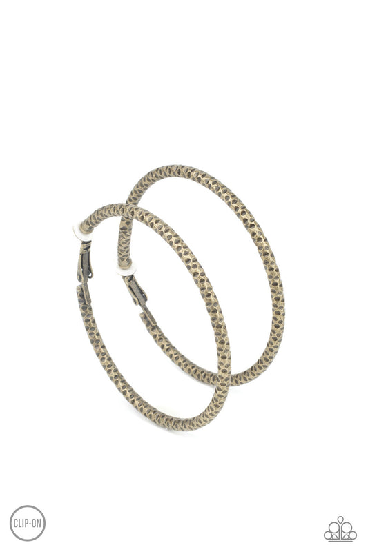 Paparazzi Subtly Sassy - Brass Clip On Hoop Earrings