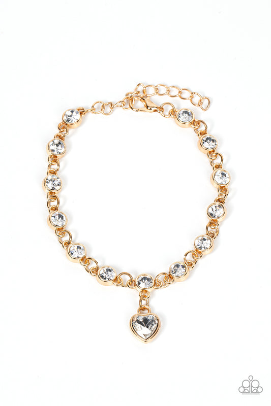 Paparazzi Truly Lovely - Gold Heart Bracelet