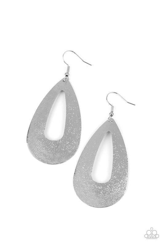 Paparazzi Hand It OVAL! - Silver Earrings