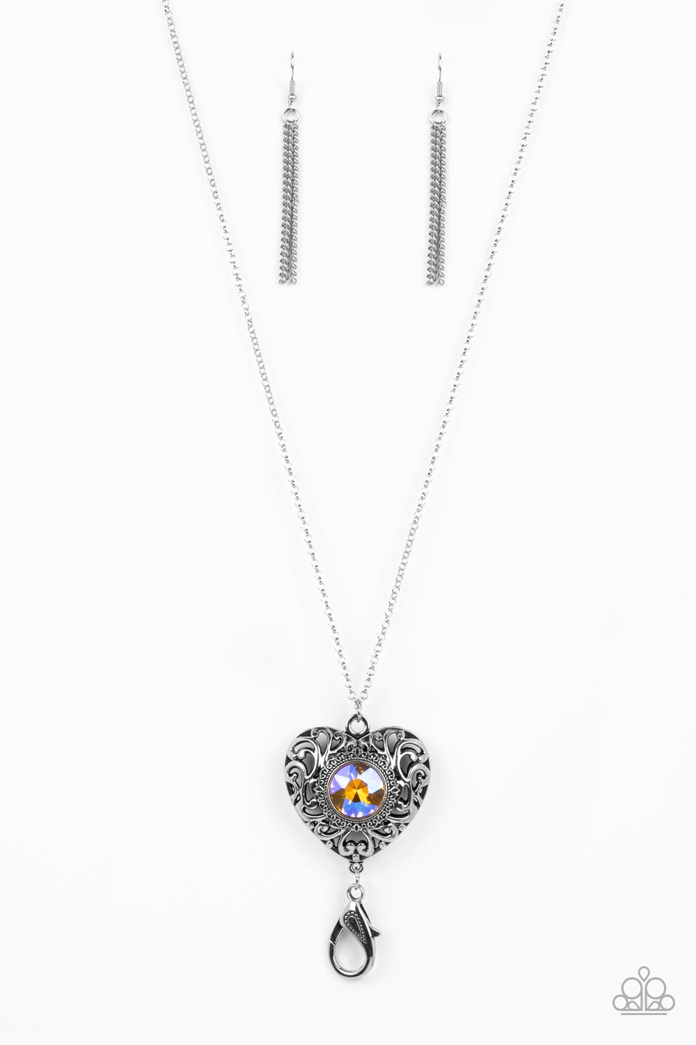 Paparazzi Prismatic Passion - Multi Oil Spill Lanyard Heart Necklace