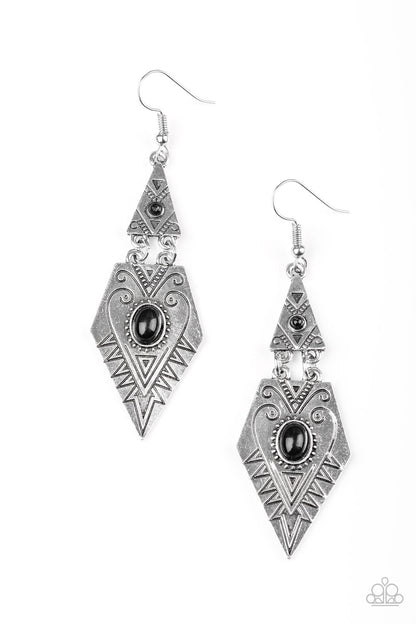 Paparazzi Drifting Dunes - Black Earrings