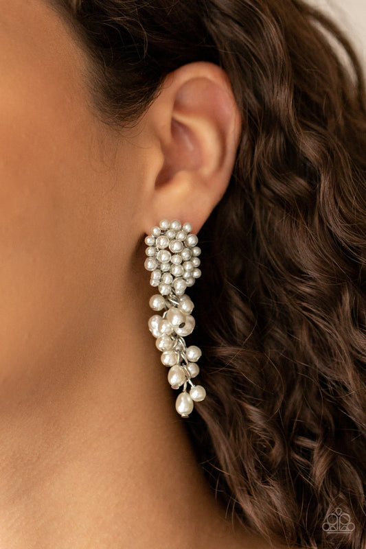 Paparazzi Fabulously Flattering - White Earrings