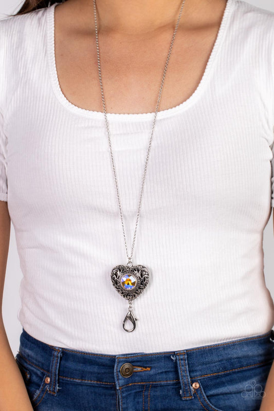 Paparazzi Prismatic Passion - Multi Oil Spill Lanyard Heart Necklace