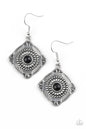 Paparazzi Fiercely Four Corners - Black Earrings