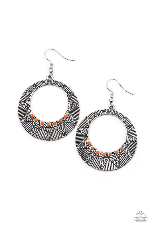 Paparazzi Adobe Dusk - Orange Earrings