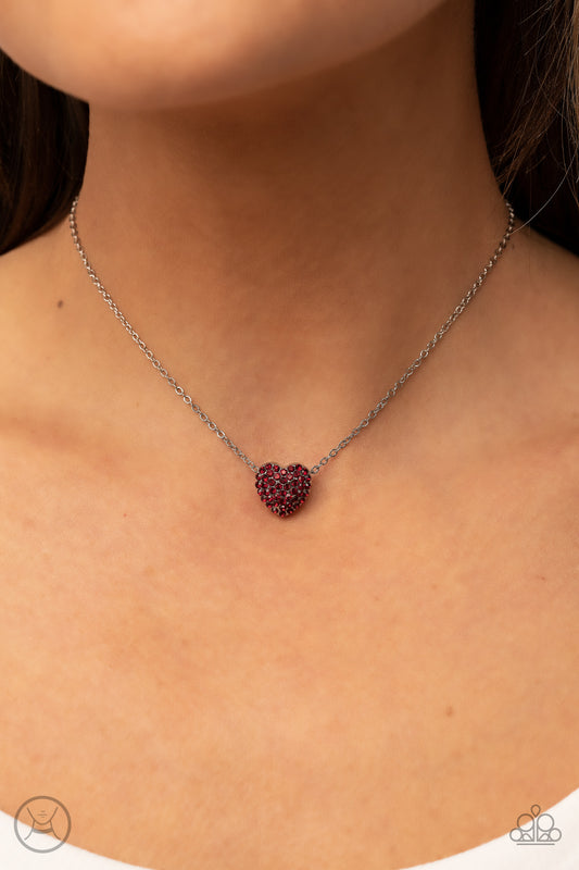 Paparazzi Twitterpated Twinkle - Red Heart Necklace