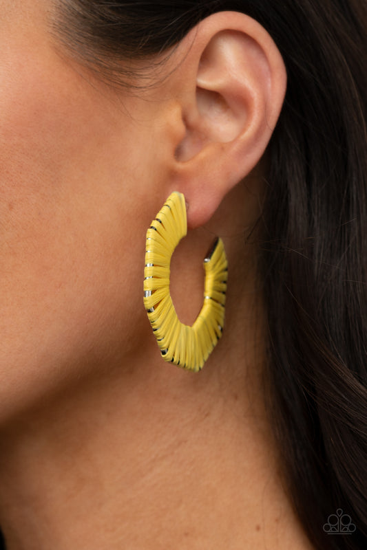 Paparazzi Fabulously Fiesta - Yellow Hoop Earrings