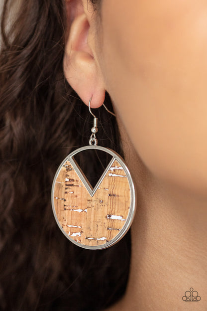 Paparazzi Nod To Nature - White Cork Earrings