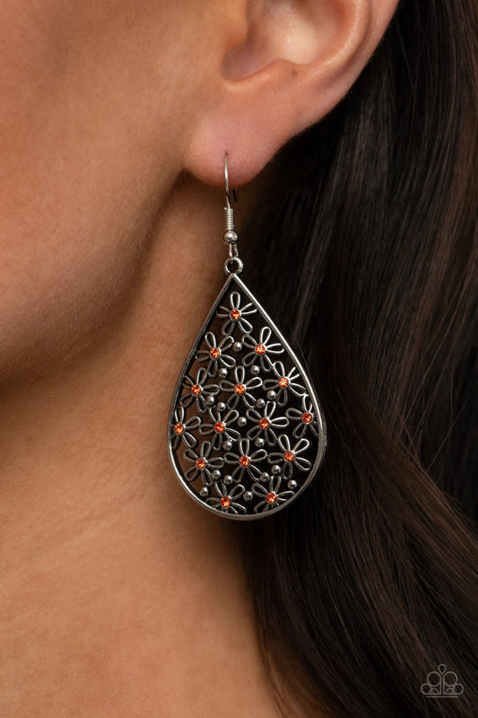 Paparazzi Tick, Tick, BLOOM! - Orange Earrings