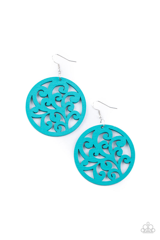 Paparazzi Fresh Off The Vine - Blue Wood Earrings