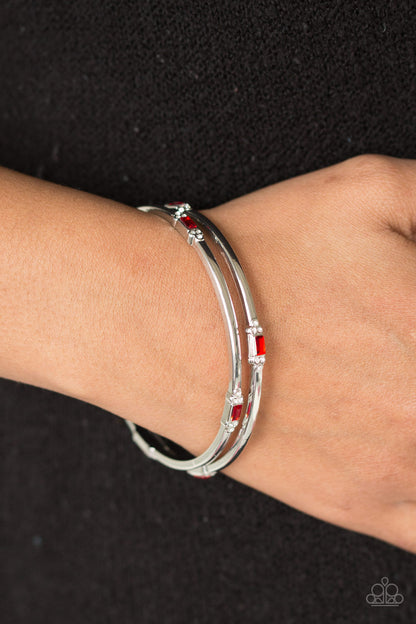 Paparazzi Bright Here Bright Now - Red Bangle Bracelet