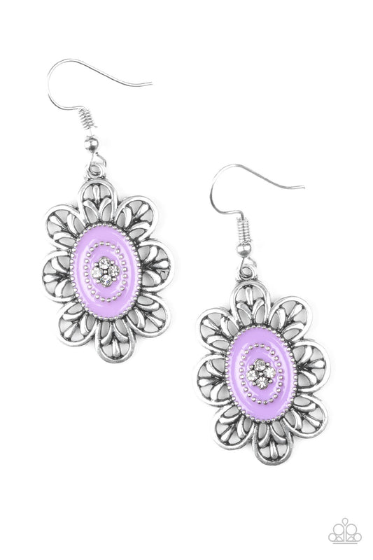 Paparazzi Posy Party - Purple Earrings